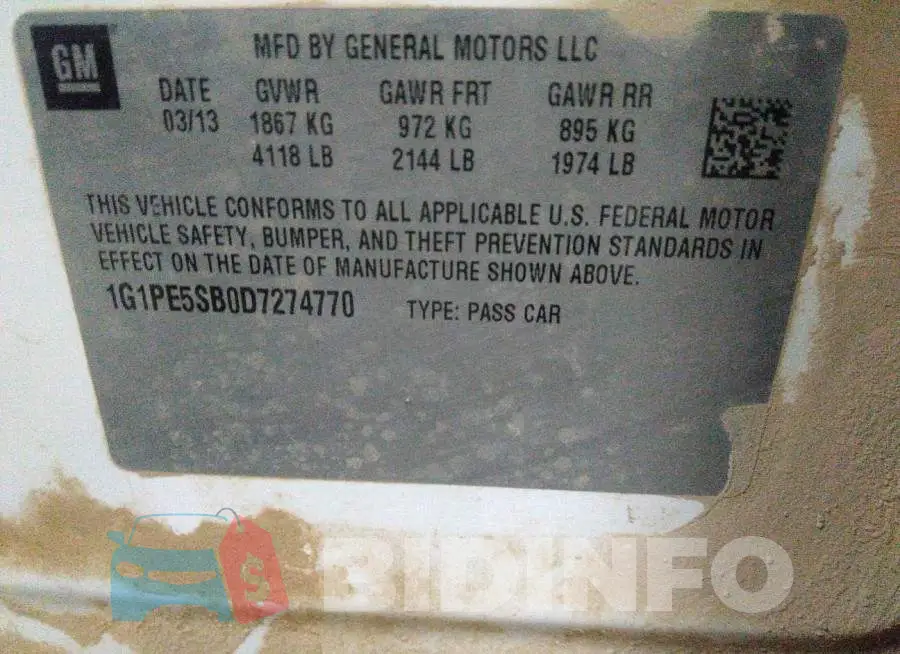 1G1PE5SB0D7274770 Photo# 9