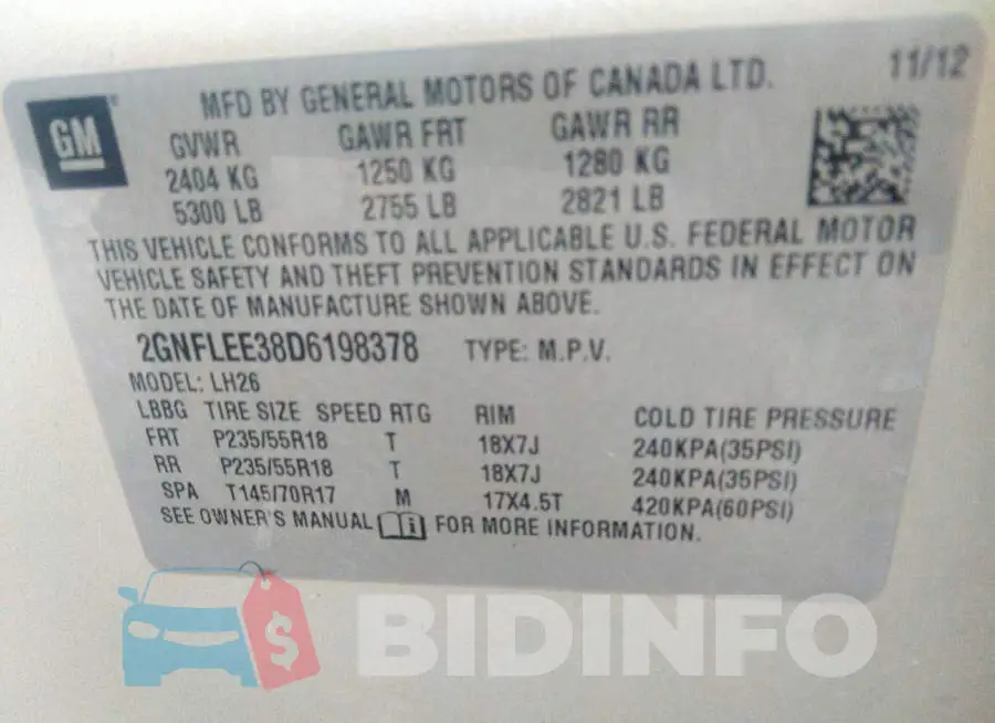 2GNFLEE38D6198378 Photo# 9