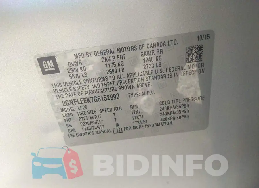 2GNFLEEK7G6152990 Photo# 9