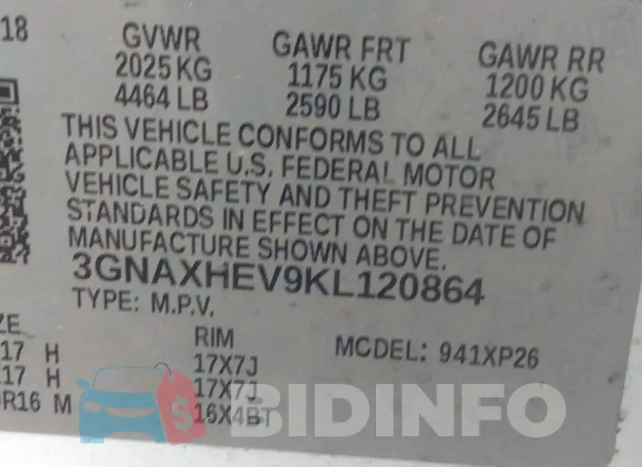 3GNAXHEV9KL120864 Photo# 9