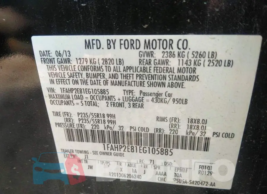 1FAHP2E81EG105885 Photo# 9