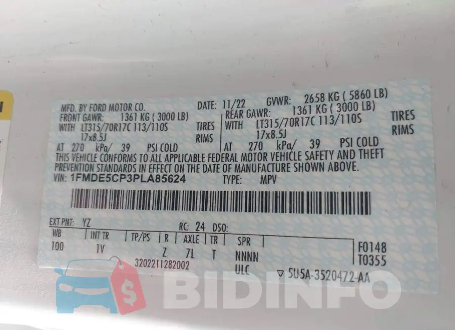 1FMDE5CP3PLA85624 Photo# 9