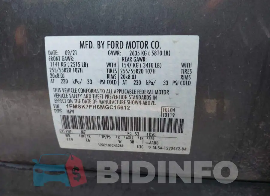 1FMSK7FH6MGC15612 Photo# 9