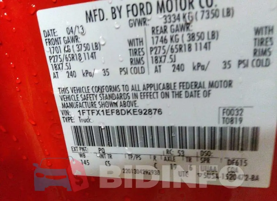 1FTFX1EF8DKE92876 Photo# 9