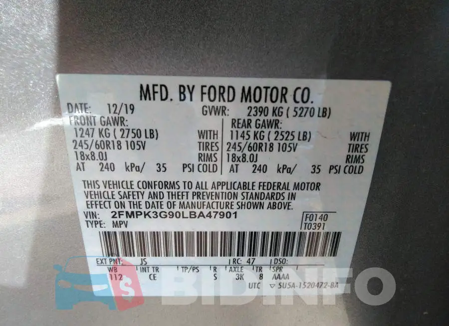 2FMPK3G90LBA47901 Photo# 9