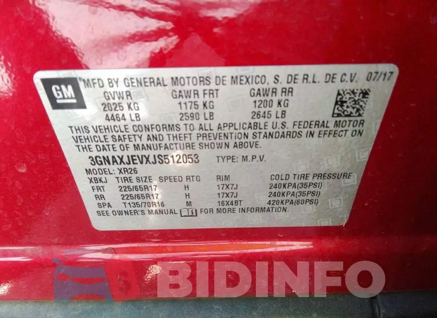 3GNAXJEVXJS512053 Photo# 9