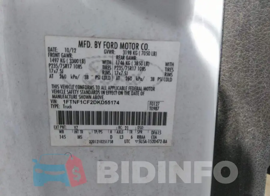 1FTNF1CF2DKD55174 Photo# 9