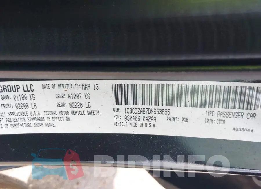 1C3CDZAB7DN653895 Photo# 9