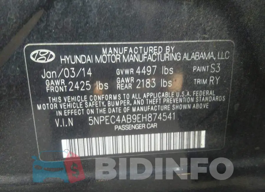 5NPEC4AB9EH874541 Photo# 9