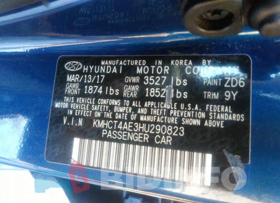 KMHCT4AE3HU290823 Photo# 9