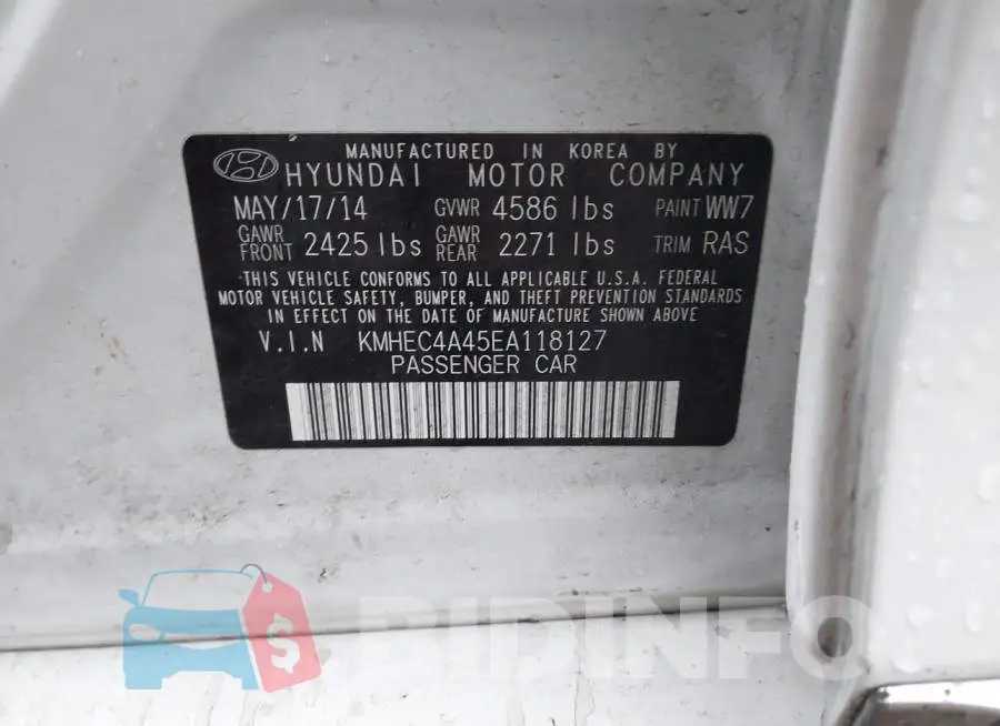 KMHEC4A45EA118127 Photo# 9
