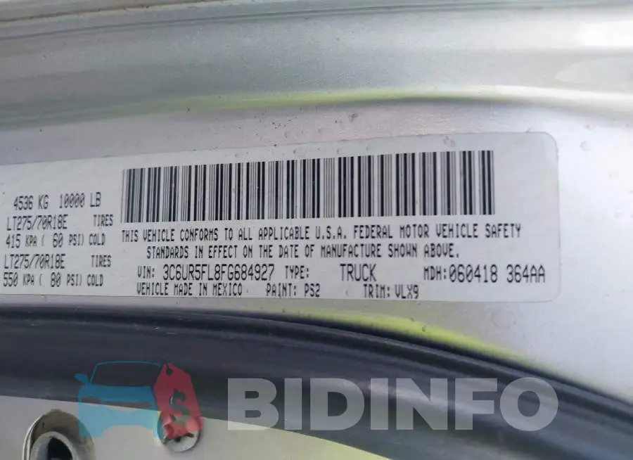3C6UR5FL8FG684927 Photo# 9
