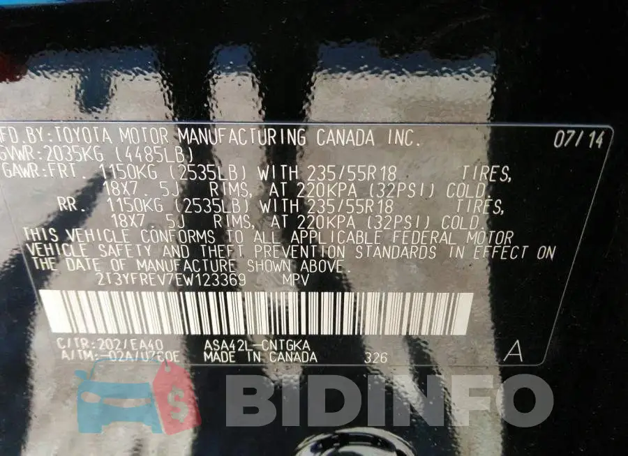 2T3YFREV7EW123369 Photo# 9
