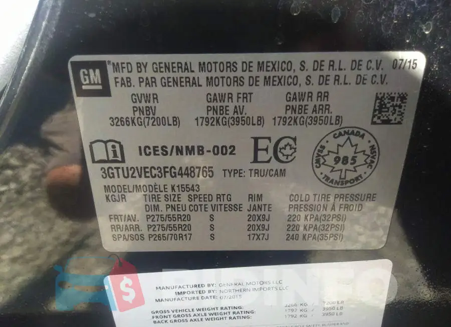 3GTU2VEC3FG448765 Photo# 9