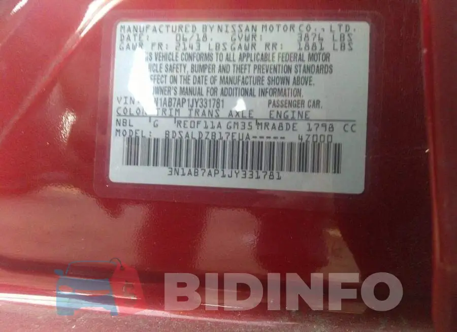 3N1AB7AP1JY331781 Photo# 9
