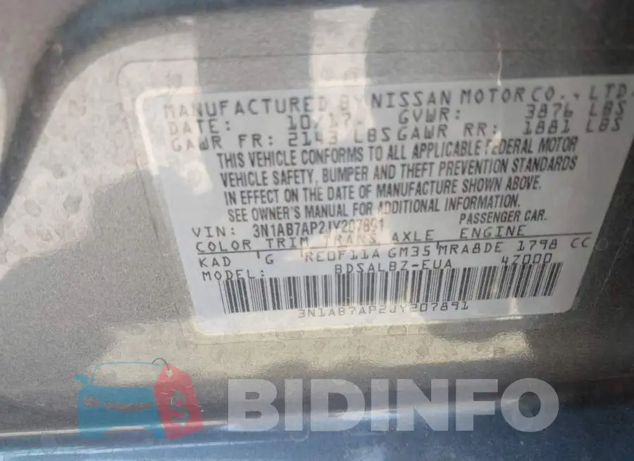 3N1AB7AP2JY207891 Photo# 9