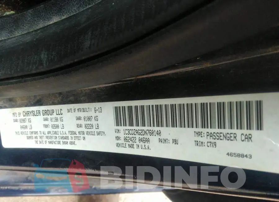 1C3CDZAG2DN760140 Photo# 9