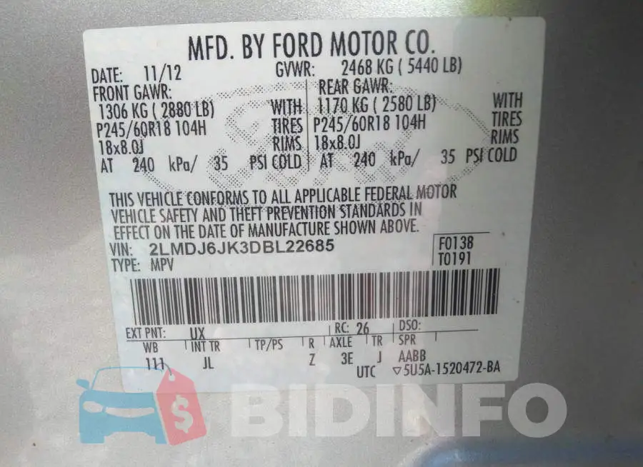 2LMDJ6JK3DBL22685 Photo# 9