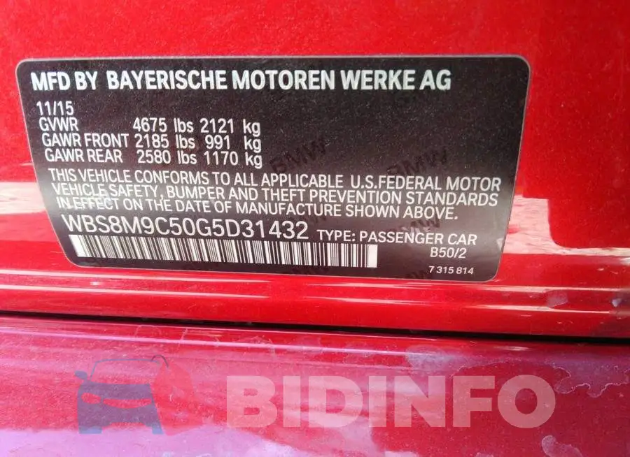 WBS8M9C50G5D31432 Photo# 9