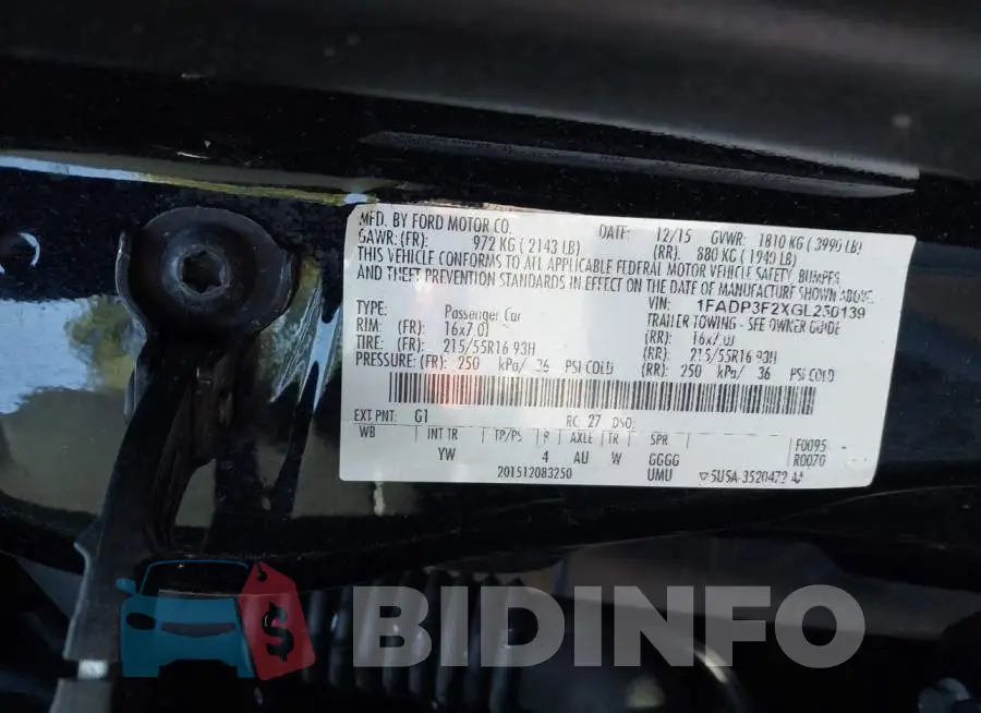 1FADP3F2XGL250139 Photo# 9