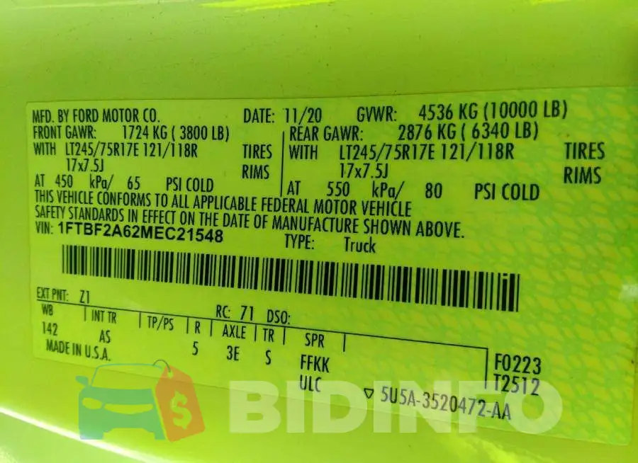 1FTBF2A62MEC21548 Photo# 9