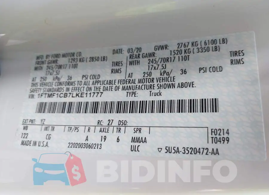 1FTMF1CB7LKE11777 Photo# 9