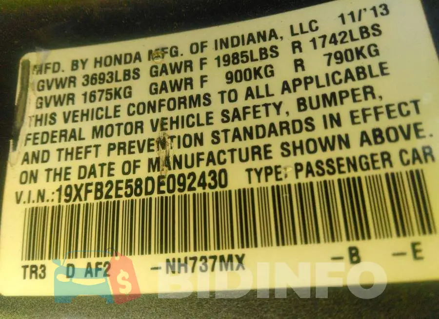 19XFB2E58DE092430 Photo# 9