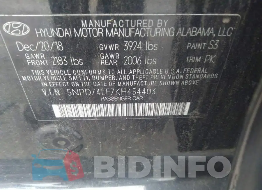 5NPD74LF7KH454403 Photo# 9