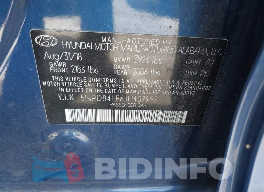 5NPD84LF6JH402997 Photo# 9