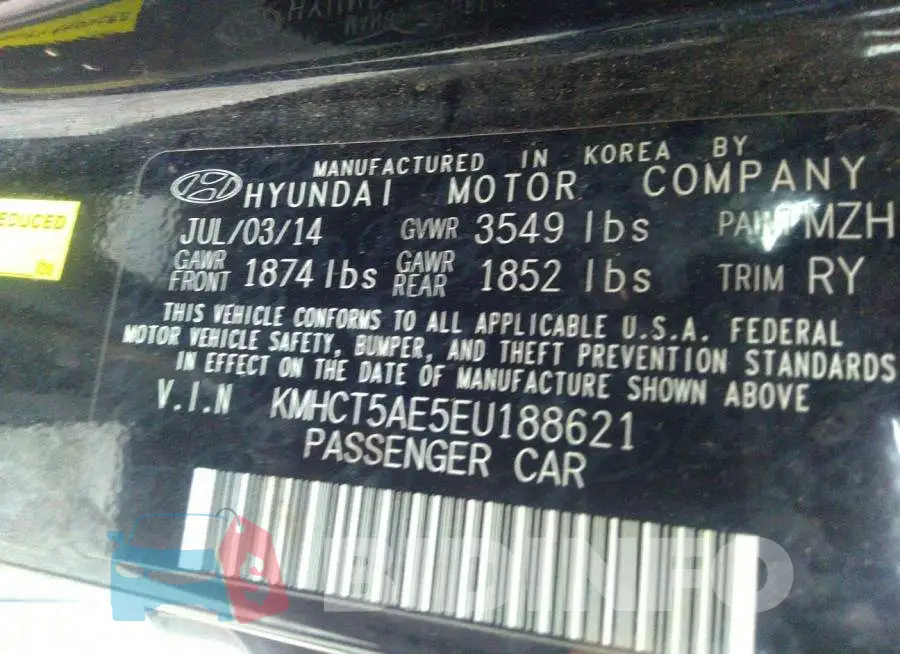 KMHCT5AE5EU188621 Photo# 9