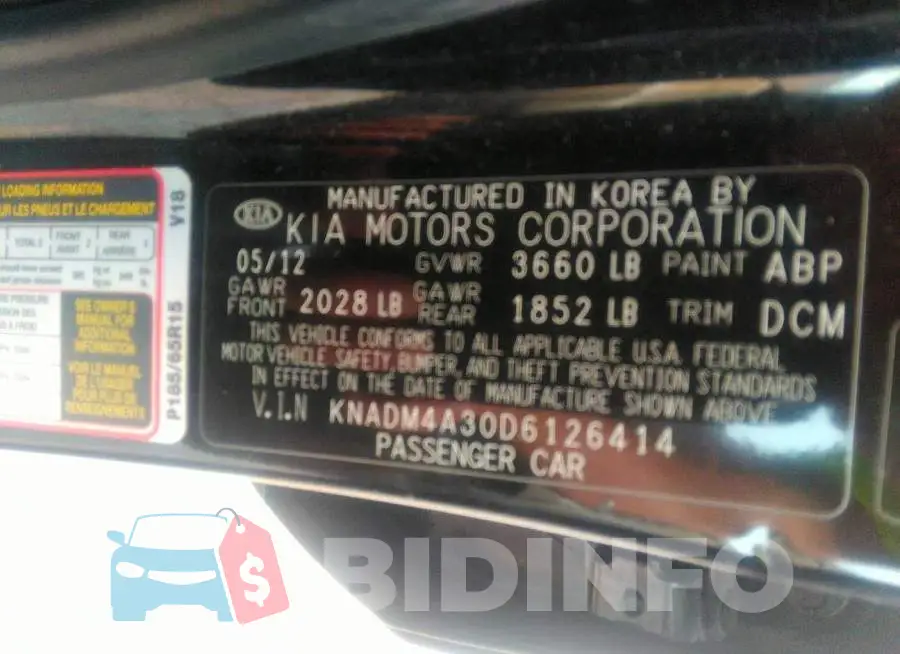 KNADM4A30D6126414 Photo# 9