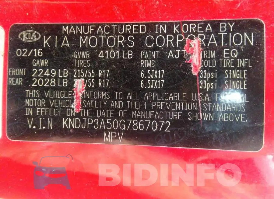 KNDJP3A50G7867072 Photo# 9