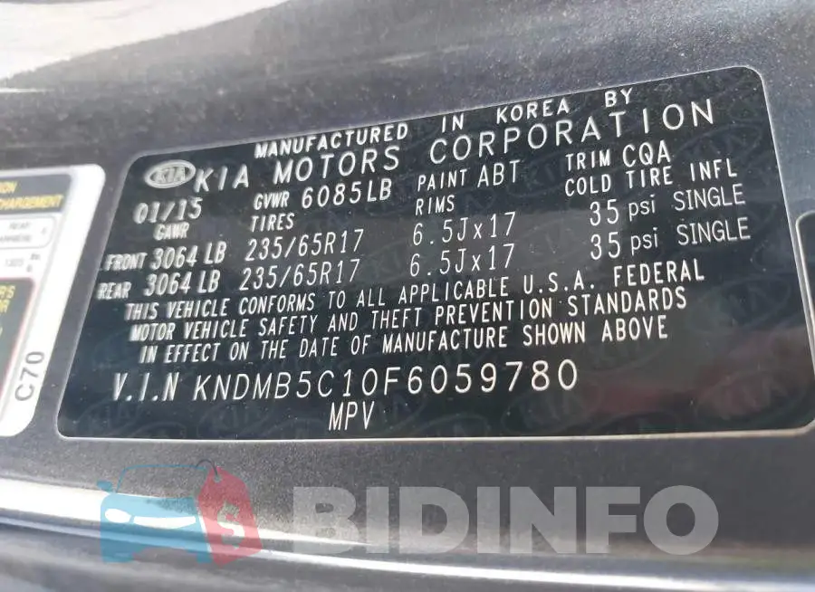 KNDMB5C10F6059780 Photo# 9
