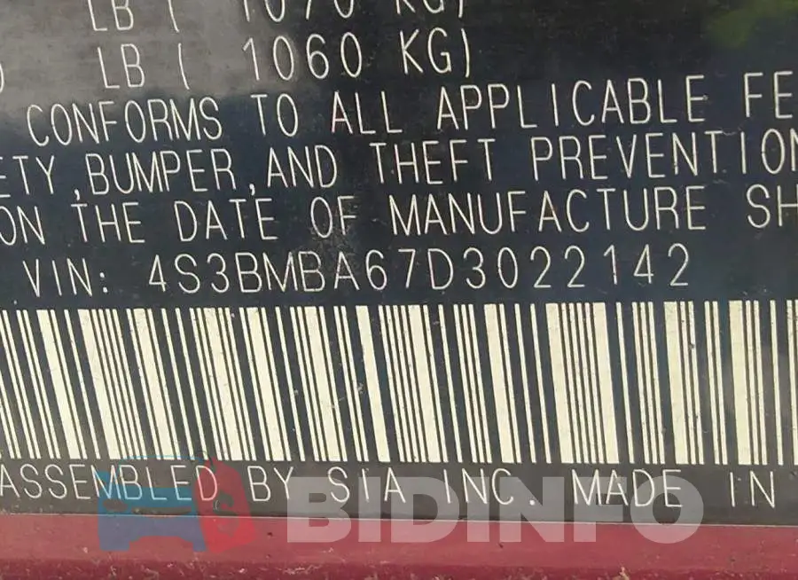 4S3BMBA67D3022142 Photo# 9