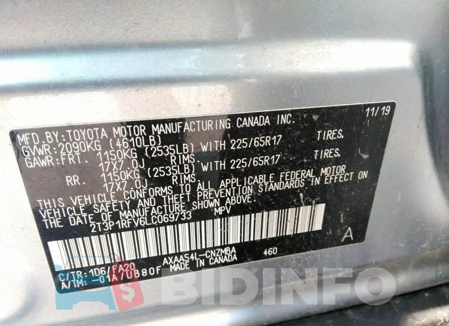 2T3P1RFV6LC069733 Photo# 9