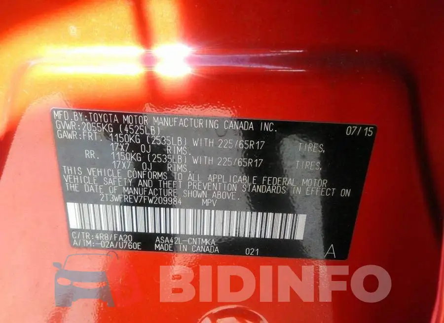 2T3WFREV7FW209984 Photo# 9