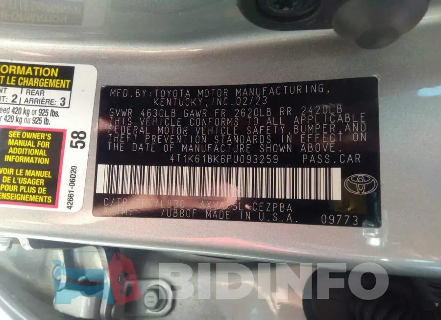 4T1K61BK6PU093259 Photo# 9