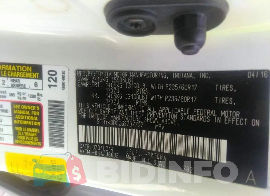 5TDYK3DC2GS737727 Photo# 9