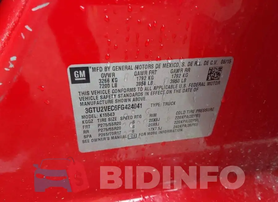 3GTU2VEC6FG424041 Photo# 9