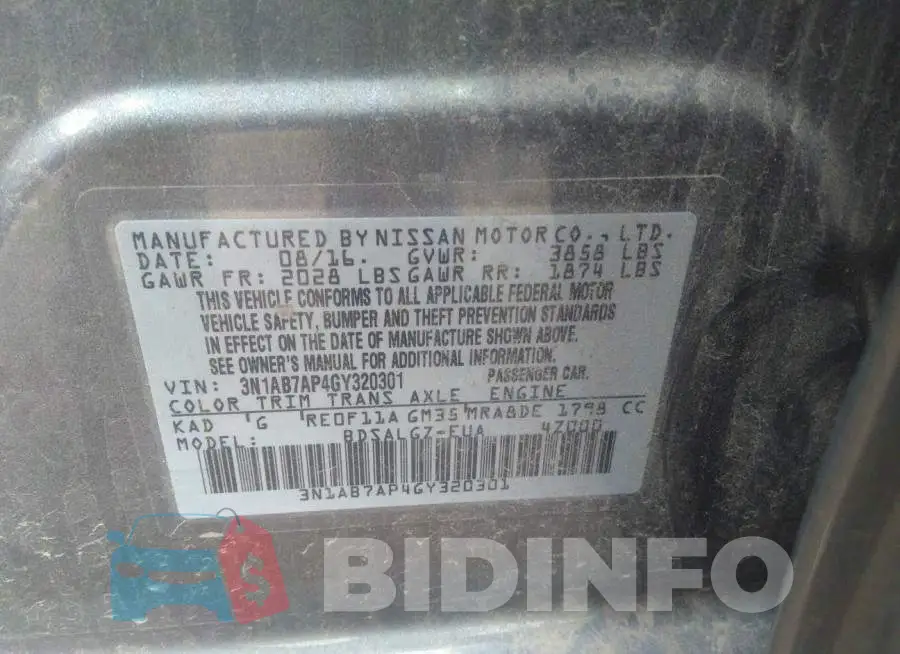 3N1AB7AP4GY320301 Photo# 9