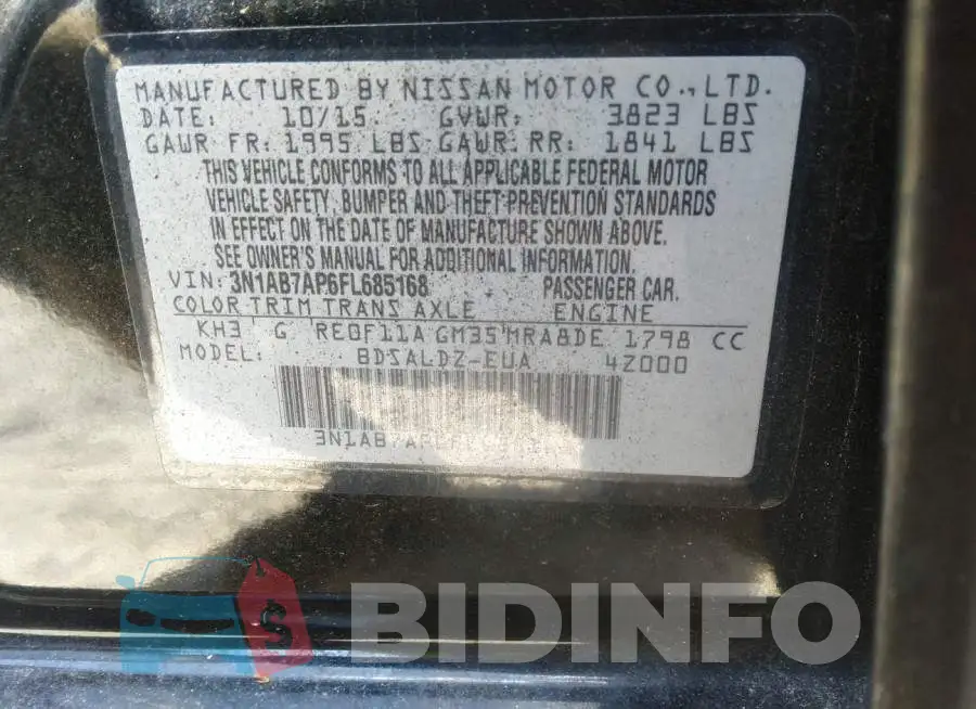 3N1AB7AP6FL685168 Photo# 9