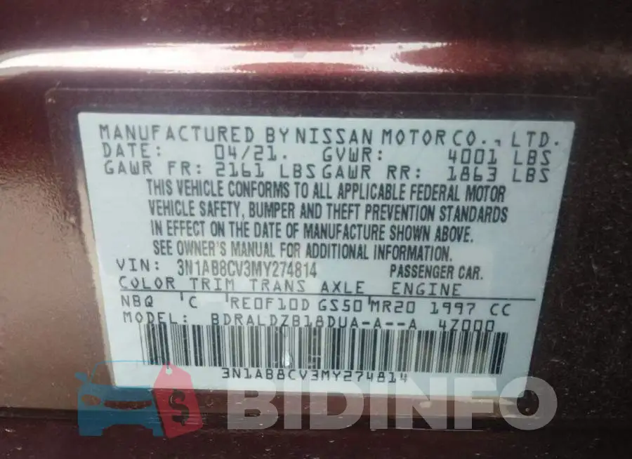3N1AB8CV3MY274814 Photo# 9