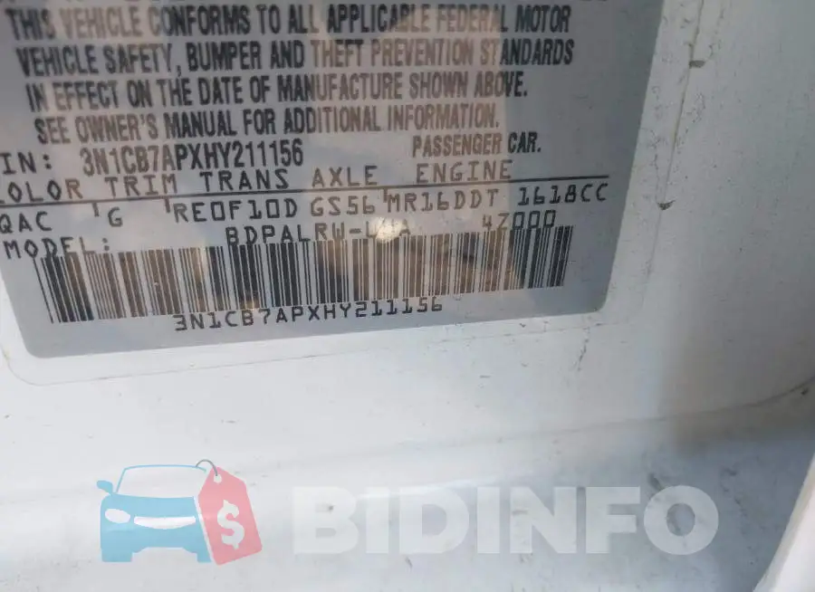 3N1CB7APXHY211156 Photo# 9
