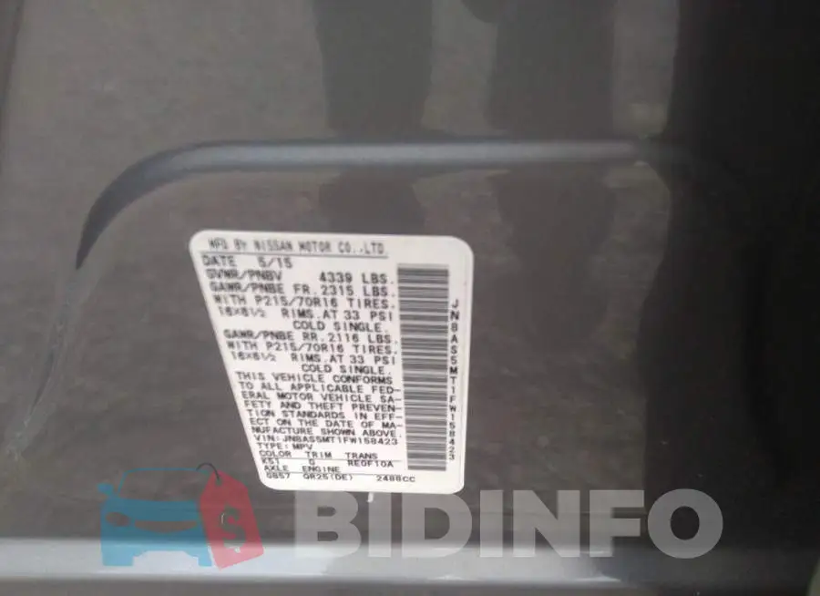 JN8AS5MT1FW158423 Photo# 9