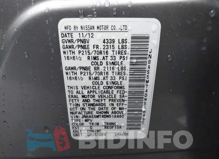JN8AS5MT4DW518460 Photo# 9