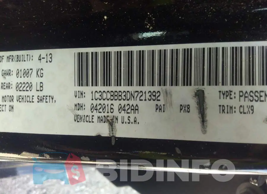 1C3CCBBB3DN721392 Photo# 9
