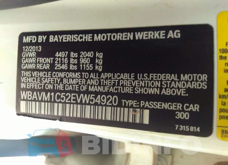 WBAVM1C52EVW54920 Photo# 9