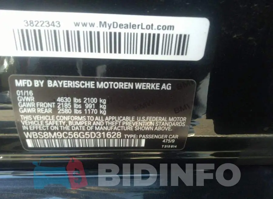 WBS8M9C56G5D31628 Photo# 9