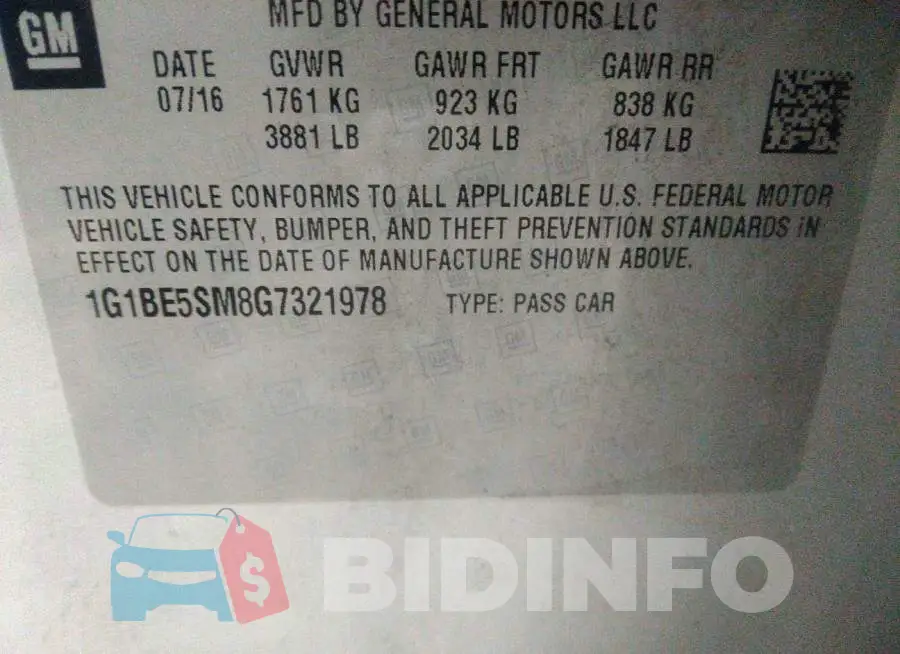 1G1BE5SM8G7321978 Photo# 9