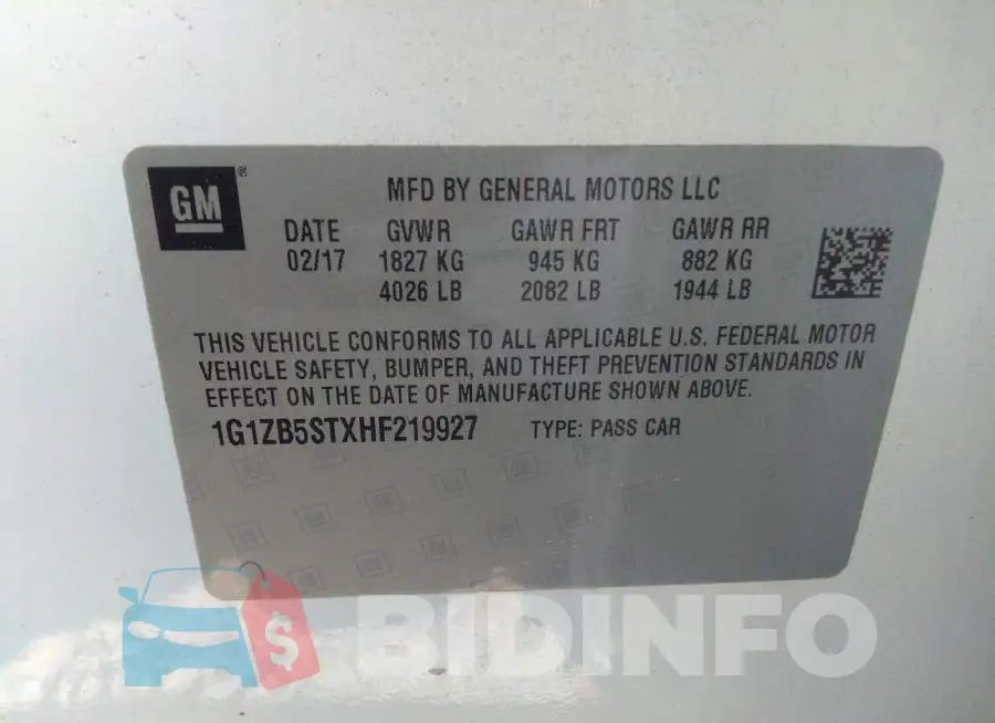 1G1ZB5STXHF219927 Photo# 9